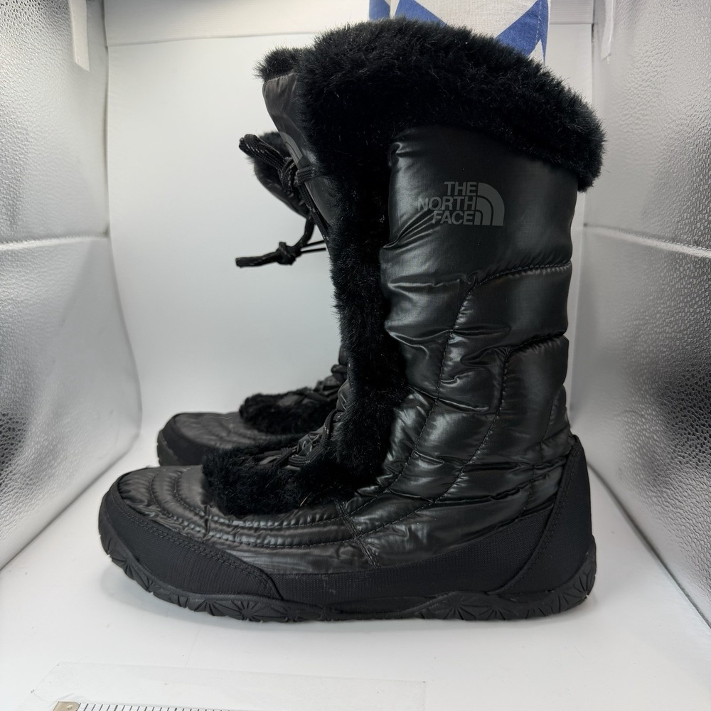 The North Face Womens Icepick Boot Size 10 Black Waterproof Quilted Down Goose